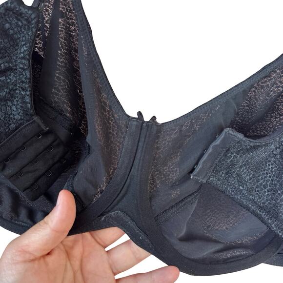 Lilyette 400 Full Figure Mesh Minimizer Bra Black 40D Underwire Adjustable Strap - Picture 9 of 10